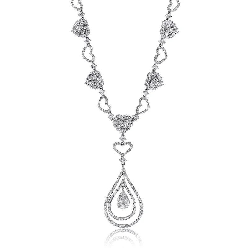 Women’s bohemian necklaces-18k White Gold 6.95ct Drop Diamond Necklace