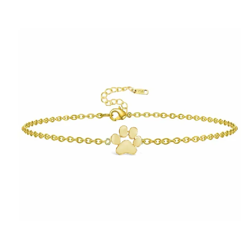 Women’s simple bracelet-Fureverly Single Paw Print Link Chain Bracelet