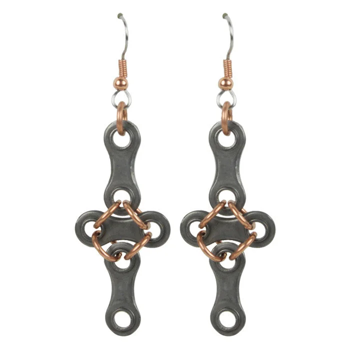 Women’s crystal earrings-Chain Link Cross Earrings