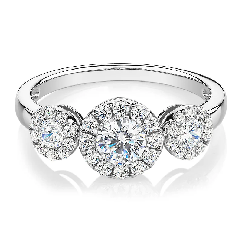 Women’s chic statement rings-Celeste Dress ring with 1.02 carats* of diamond simulants in 10 carat white gold