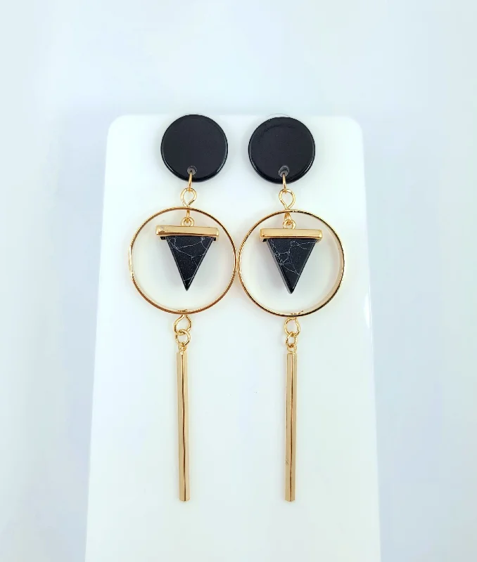 Women’s elegant drop earrings-Pointed Black Earrings