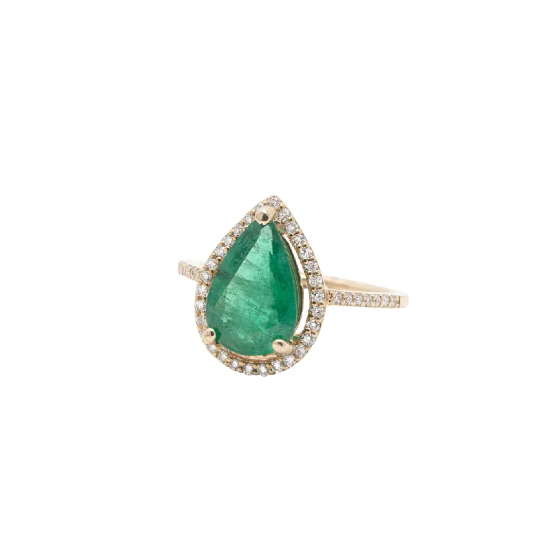 Women’s antique-inspired rings-Emerald Nectar & Diamond Ring