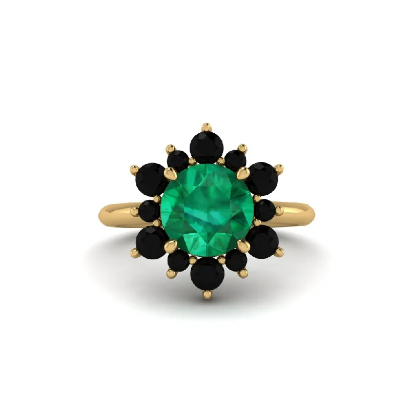 Women’s vintage wedding ring-Vintage Emerald Snowflake Engagement Ring - Priscilla No. 34