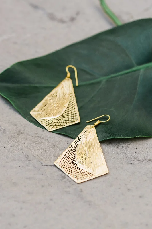 Women’s huggie earrings-Brass Crescent Moon Earrings