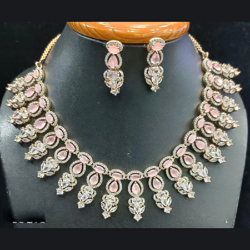 Women’s silver necklaces-Jain Jewellers Gold Plated AD Choker Necklace Set