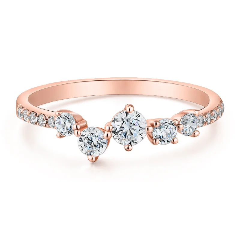 Women’s pearl rings-Dress ring with 0.46 carats* of diamond simulants in 10 carat rose gold