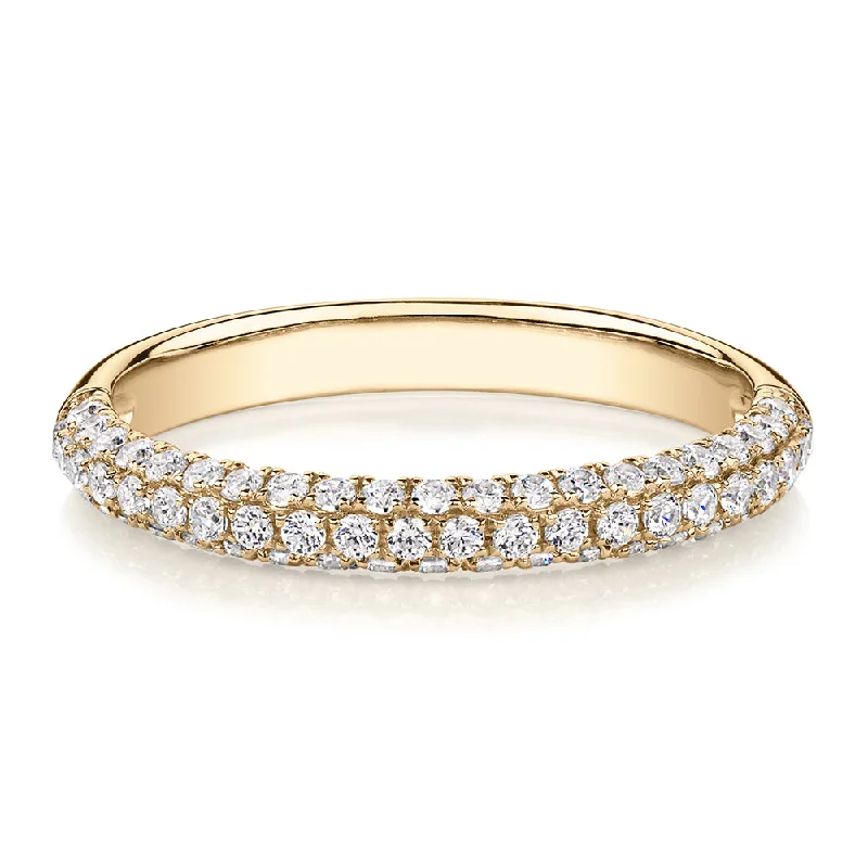 Women’s statement rings-Wedding or eternity band with 0.43 carats* of diamond simulants in 10 carat yellow gold