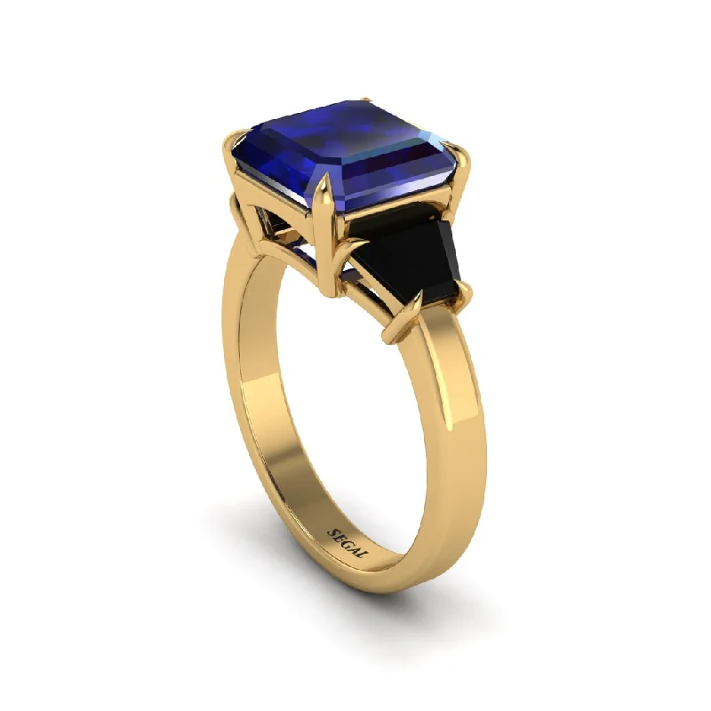 Women’s custom diamond engagement ring-Three Stone Sapphire Engagement Ring - Bethany No. 43