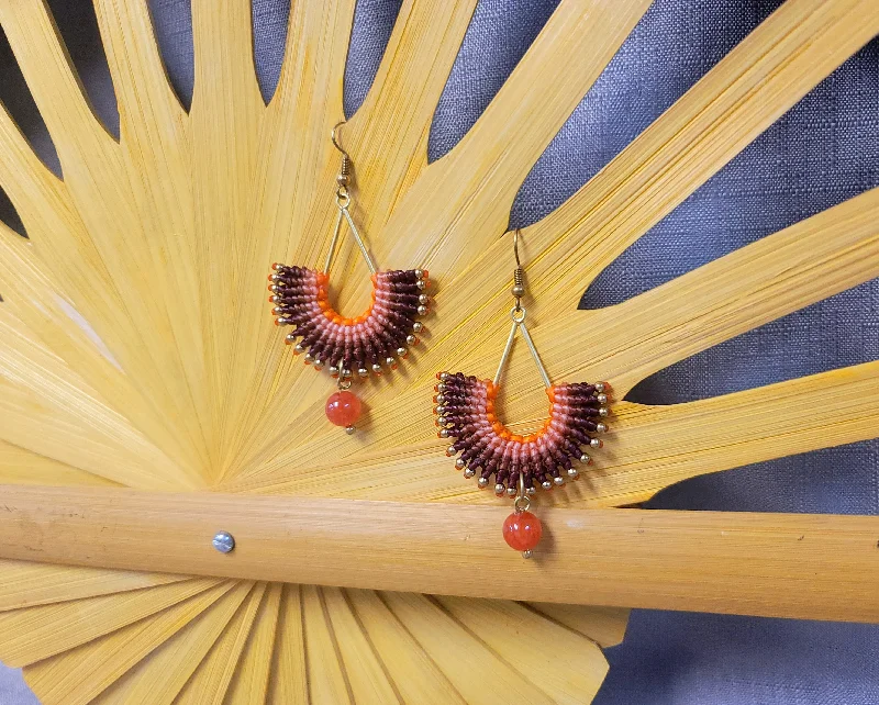 Women’s playful earrings-Red Fan Earrings