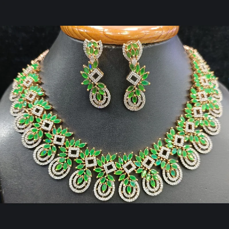 Women’s gold necklaces-Jain Jewellers Gold Plated AD Choker Necklace Set