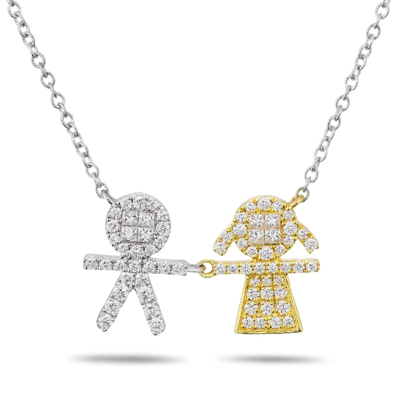 Women’s celebrity necklaces-18K Gold 0.43ct Duo Diamond Necklace