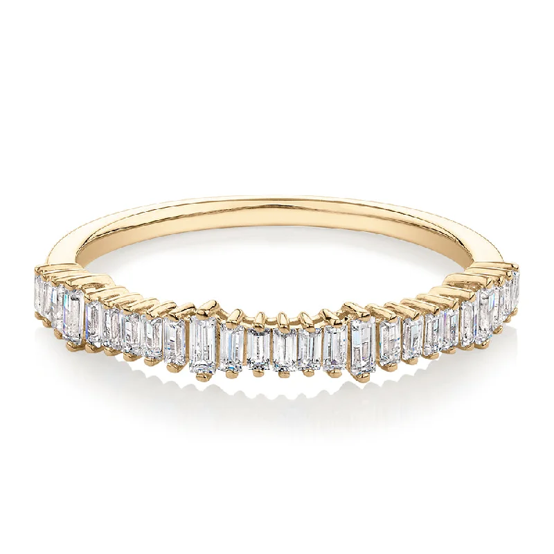 Women’s gold rings-Wedding or eternity band with 0.48 carats* of diamond simulants in 10 carat yellow gold