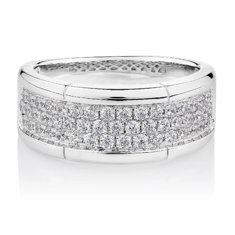 Women’s minimalist rings-Dress ring with 0.82 carats* of diamond simulants in sterling silver