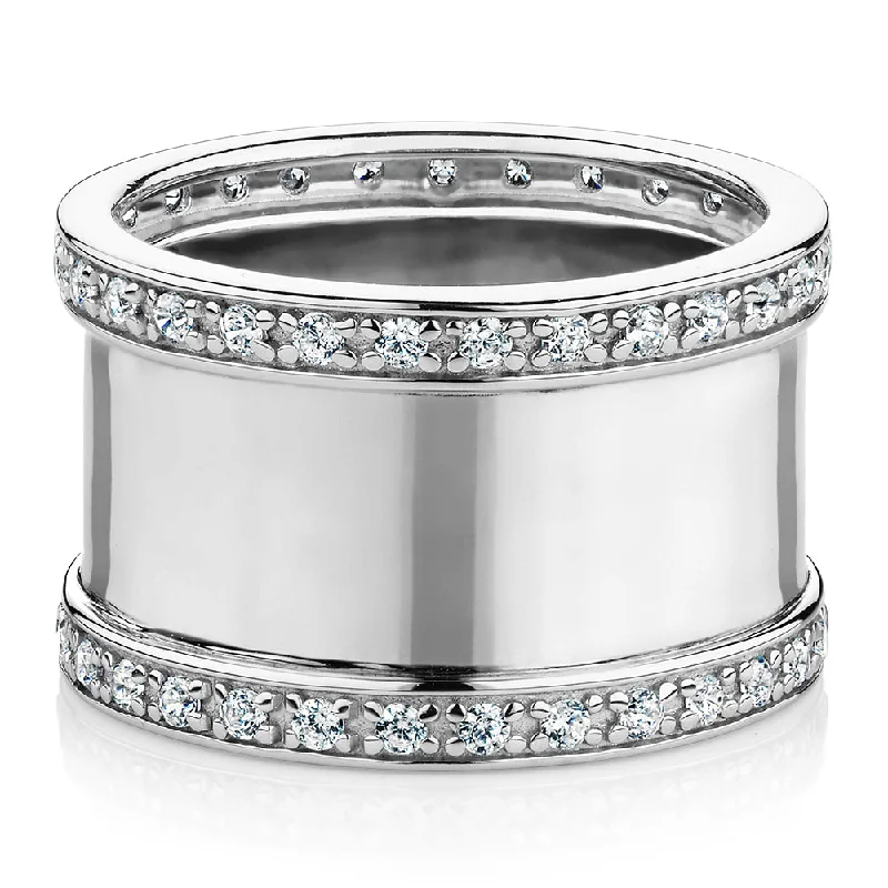 Women’s two-tone rings-Dress ring with 0.9 carats* of diamond simulants in sterling silver