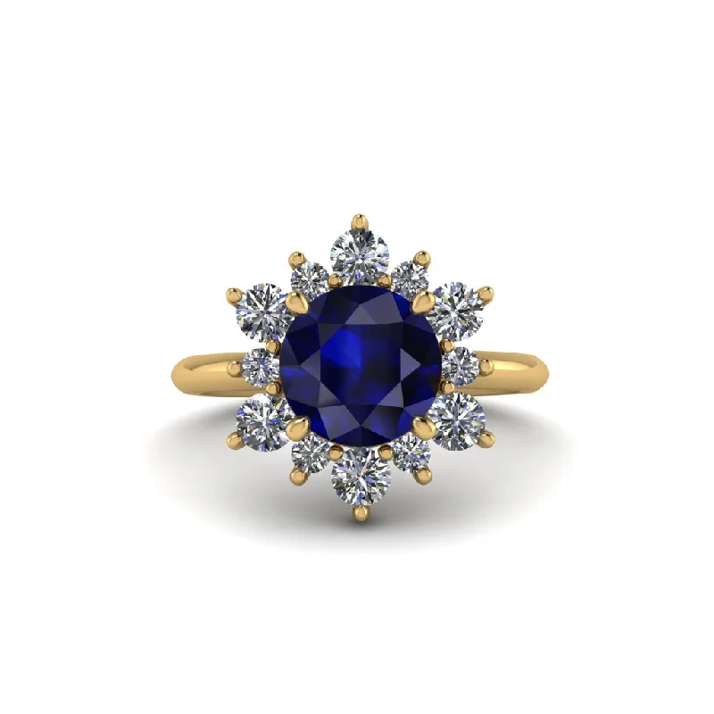 Women’s personalized engagement ring-Vintage Sapphire Snowflake Engagement Ring - Priscilla No. 13