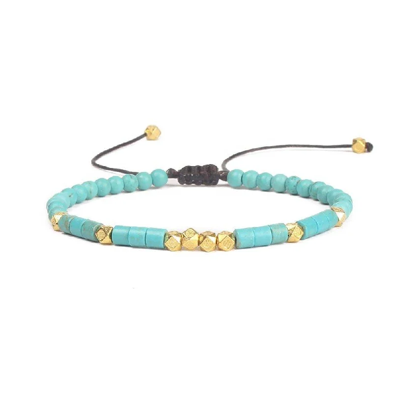 Women’s chunky bracelet-Friendship Bracelet Handwoven with Turquoise Beads