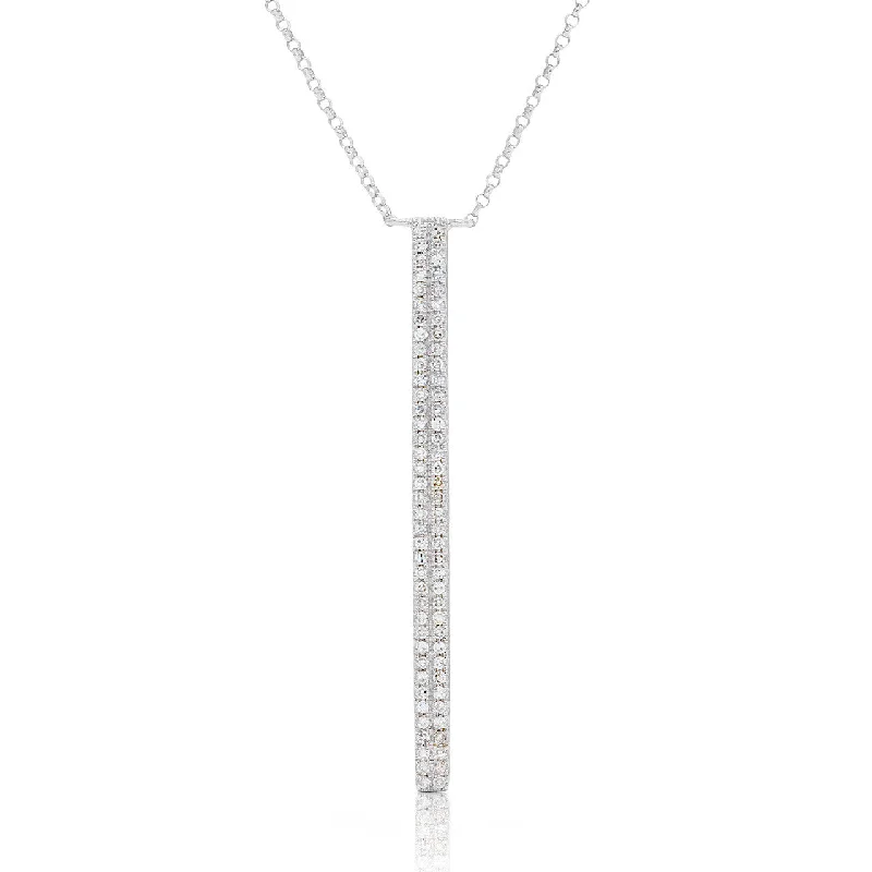 Women’s minimalist gold necklaces-14k White Gold 0.21 Diamond Bar Necklace