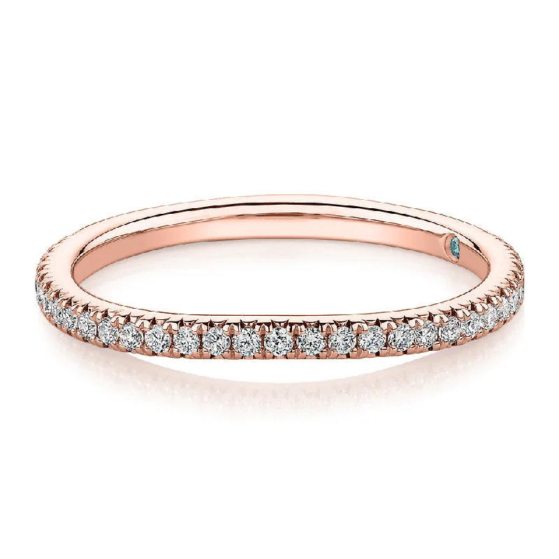 Women’s unique gemstone rings-Premium Lab-Grown Diamond, 0.23 carat TW round brilliant curved wedding or eternity band in 18 carat rose gold