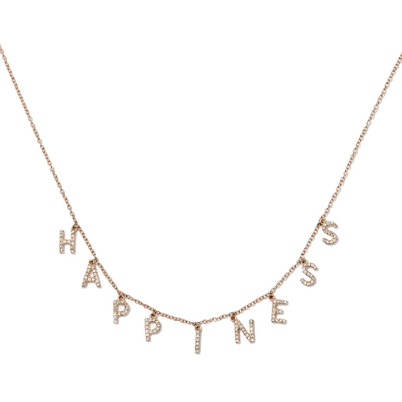 Women’s romantic necklaces-18K Rose Gold Dangling "Happiness" Charm Necklace