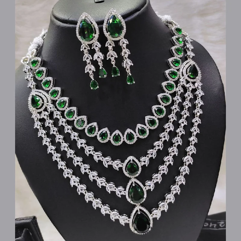 Women’s trendy necklaces-Aamrapali Silver Plated AD Necklace Set