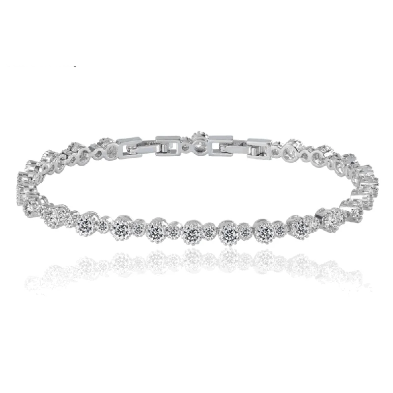 Women’s slim bracelet-Round Cut Cubic Zirconia Tennis Bracelet with Round Cut Cubic Zirconia