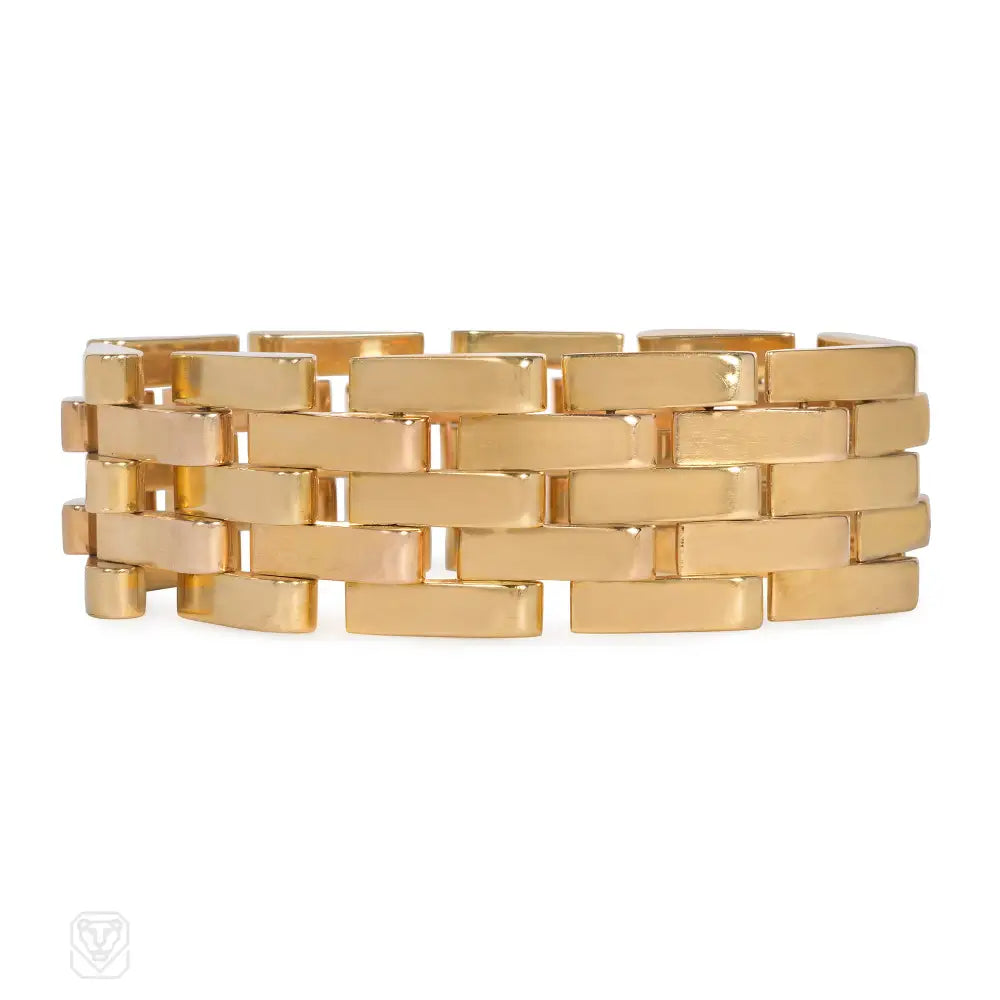 Women’s chic gold bracelet-Retro French gold escalator tank bracelet