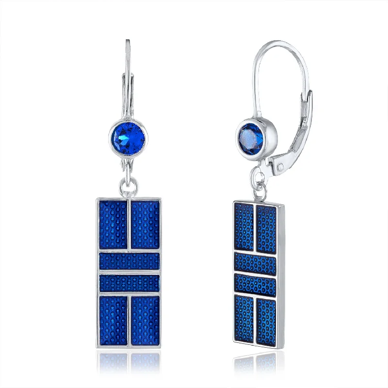 Women’s crystal drop earrings-Enamel Pickle Court Earrings