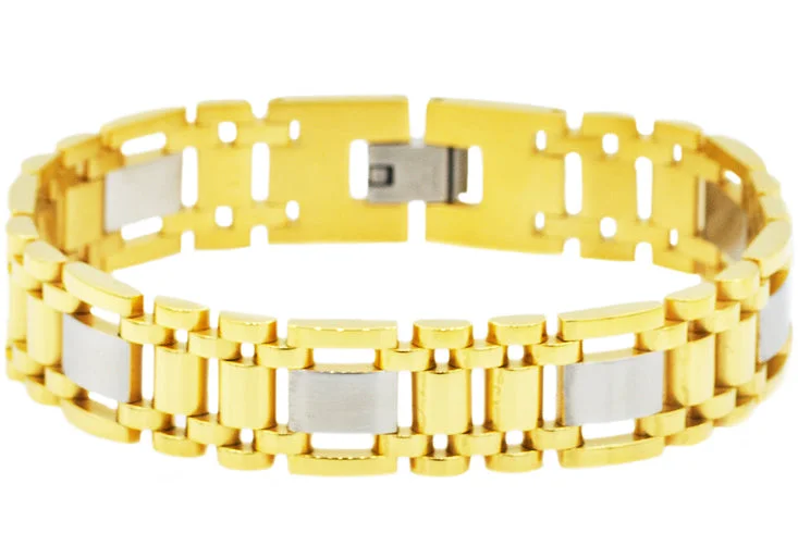 Women’s romantic bracelet-Mens Gold Stainless Steel Bracelet