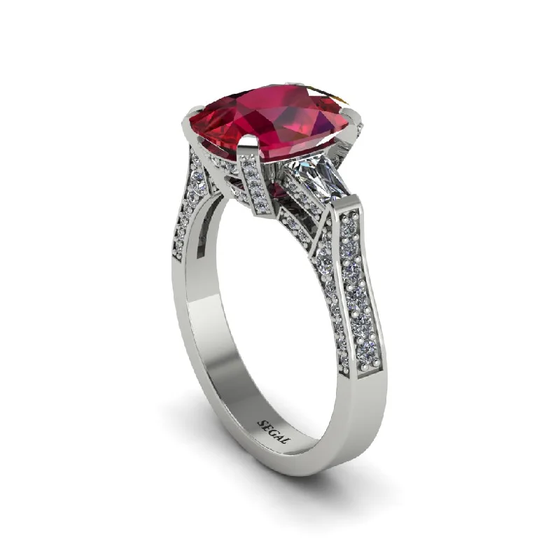 Women’s rose gold engagement ring-Exclusive Handmade Ruby Geometrical Engagement Ring - Yolanda No. 12