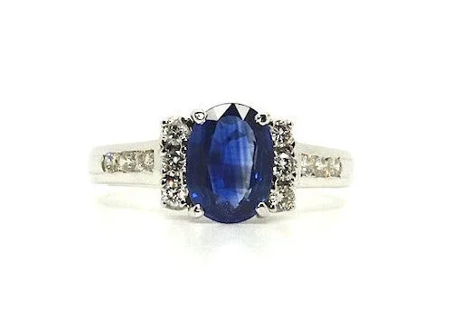 Women’s gemstone engagement rings-Blue Sapphire & Diamond Hot Cake Ring AD No. 0406