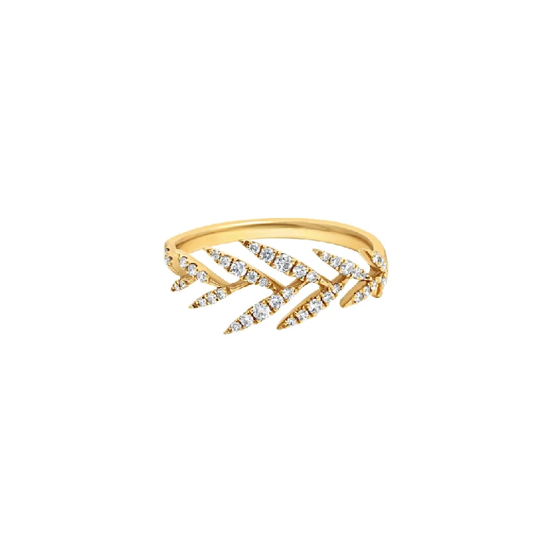 Women’s thick band rings-Yellow Gold & Diamond Alure Feather Ring