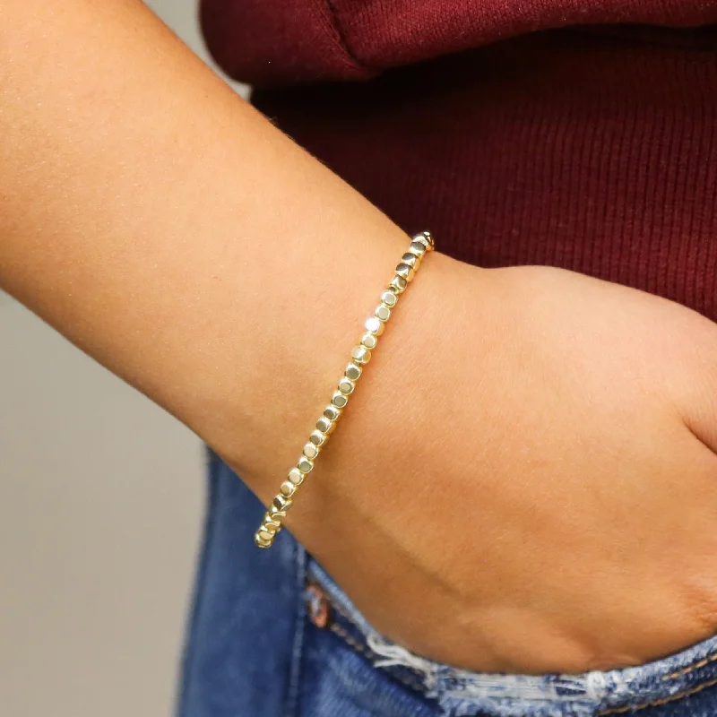 Women’s gemstone bangle-Monroe - Gold Beaded Accent Bracelet