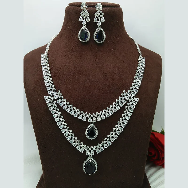 Women’s sapphire necklaces-Manisha Jewellery Silver Plated AD Necklace Set