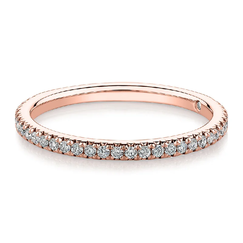 Women’s gemstone rings-Signature Simulant Diamond 0.23 carat* TW round brilliant wedding or eternity band in 14 carat rose gold