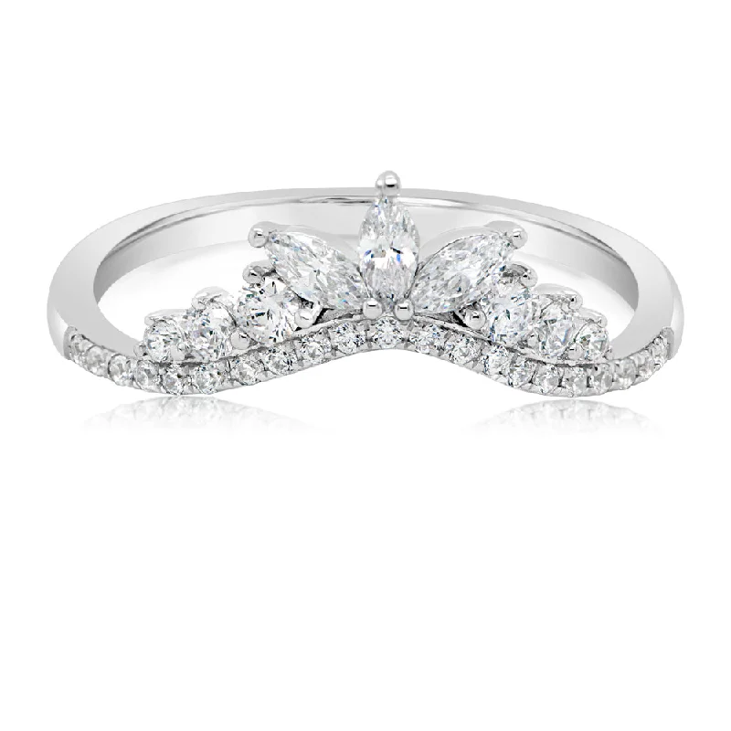 Women’s infinity rings-Marquise curved wedding or eternity band with 0.54 carats* of diamond simulants in 10 carat white gold