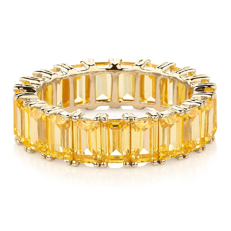 Women’s cubic zirconia wedding rings-All-rounder eternity band with 6.30 carats* of diamond simulants in 10 carat yellow gold