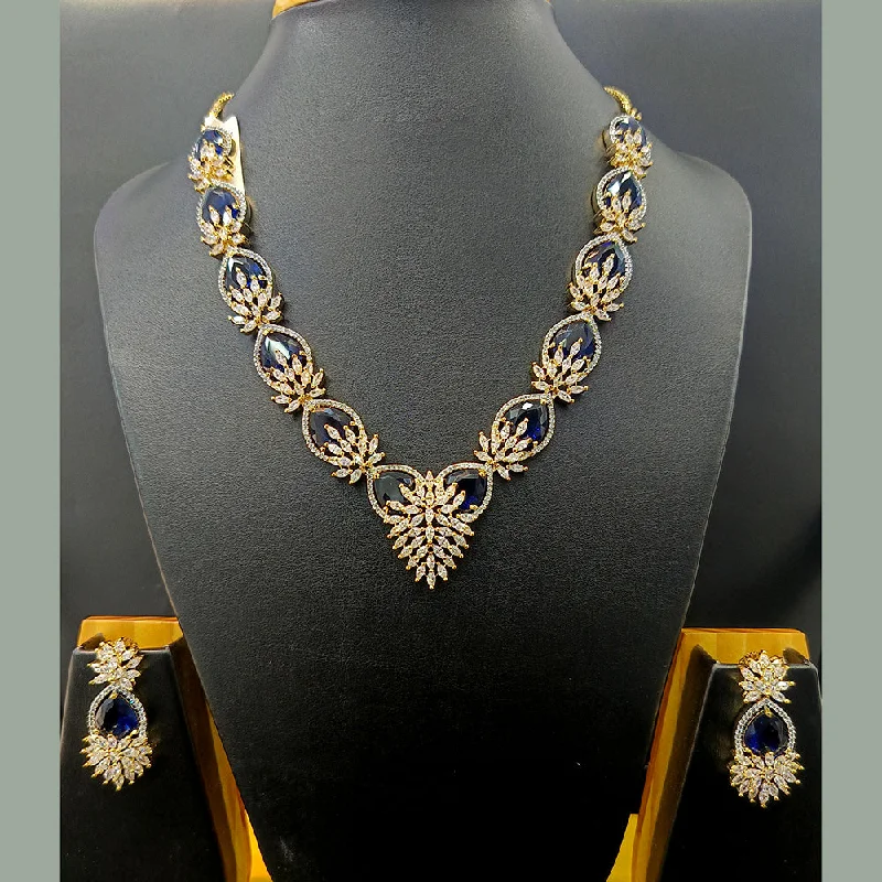 Women’s boho necklaces-Jain Jewellers Gold Plated AD Necklace Set