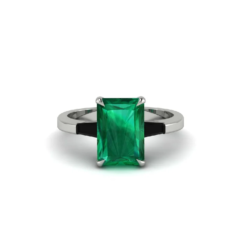 Women’s vintage wedding ring-Three Stone Radiant Cut Emerald Engagement Ring - Hillary No. 36