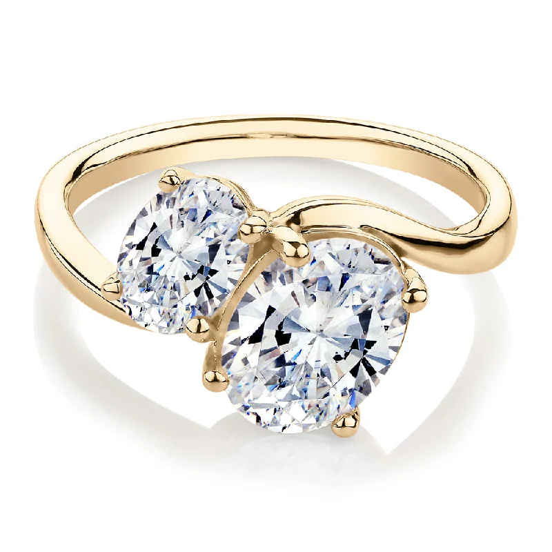 Women’s promise rings for him-Dress ring with 2.62 carats* of diamond simulants in 10 carat yellow gold