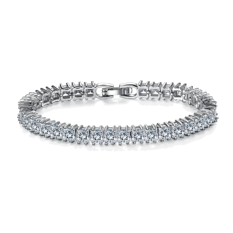 Women’s diamond bracelet set-Princess Cut Cubic Zirconia Tennis Bracelet