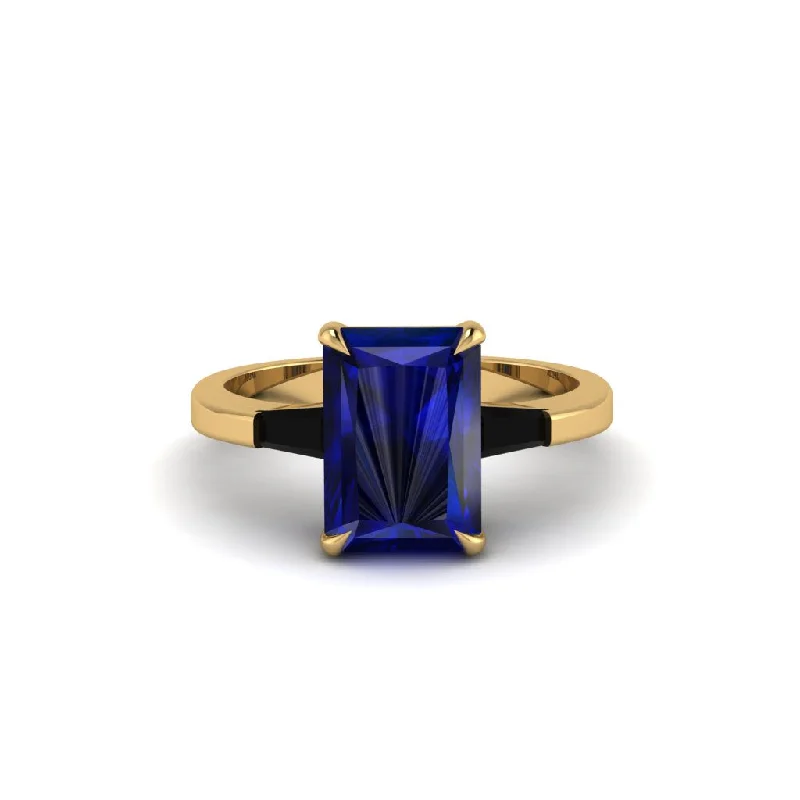 Women’s halo engagement ring with diamonds-Three Stone Radiant Cut Sapphire Engagement Ring - Hillary No. 43