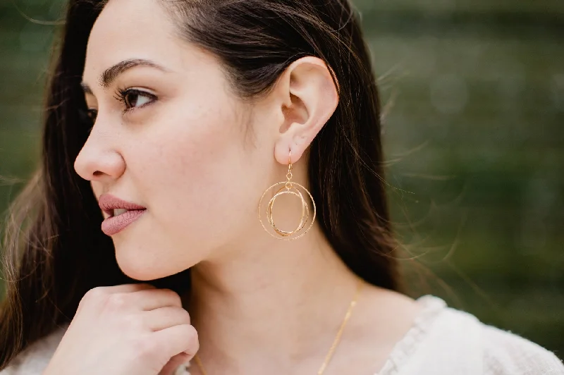 Women’s enamel earrings-Hammered Orb Earrings