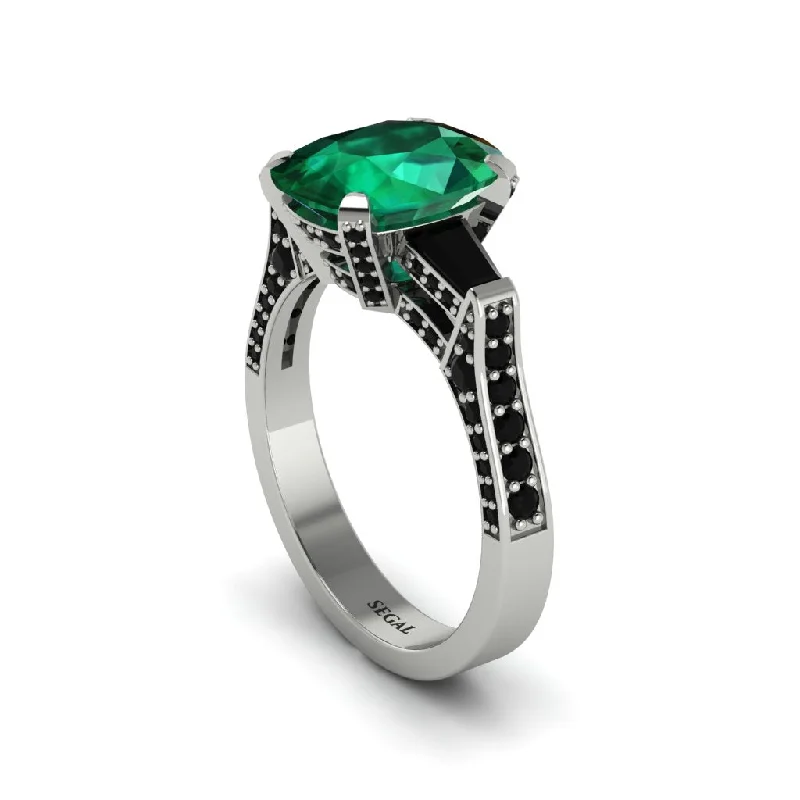 Women’s two-tone engagement ring-Exclusive Handmade Emerald Geometrical Engagement Ring - Yolanda No. 36