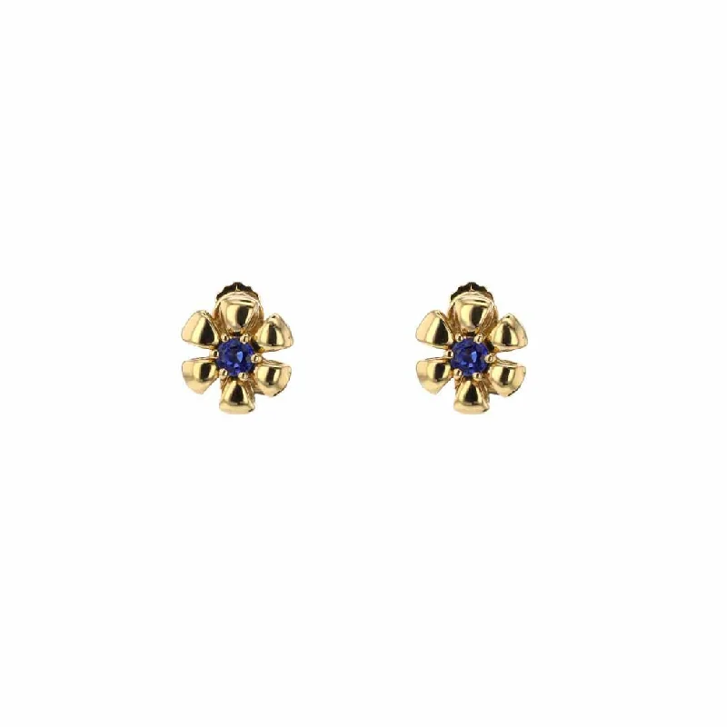 Women’s huggie earrings-Blue Sapphire Flower Earrings