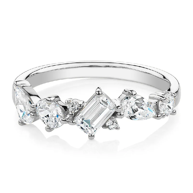 Women’s vintage rings-Dress ring with 1.09 carats* of diamond simulants in 10 carat white gold