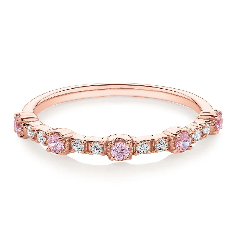 Women’s handmade rings-Wedding or eternity band with 0.23 carats* of diamond simulants in 10 carat rose gold