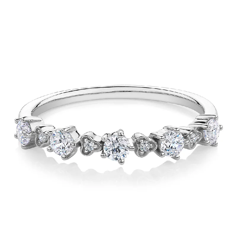 Women’s designer wedding rings-Wedding or eternity band with 0.32 carats* of diamond simulants in 10 carat white gold