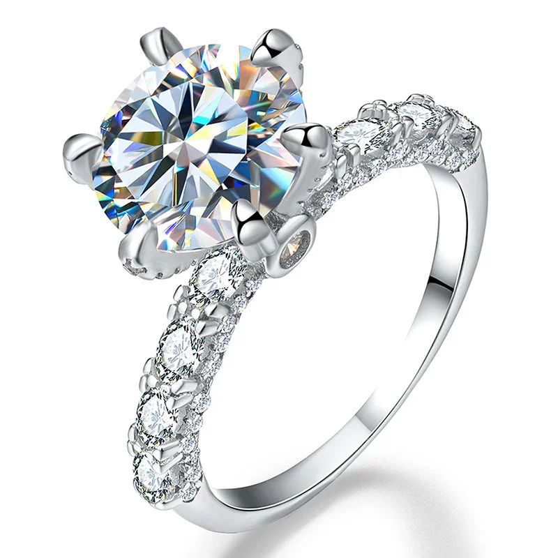 Women’s custom engagement ring-3 Carat Round Engagement Ring | S925 | Moissanite