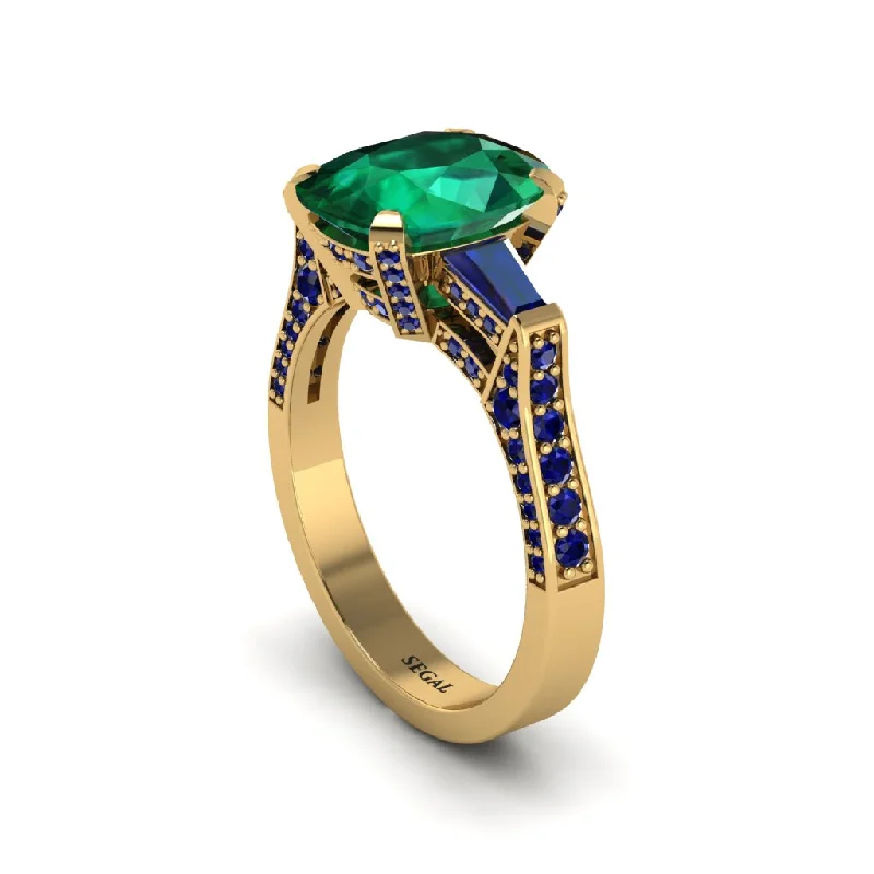 Women’s antique gold engagement ring-Exclusive Handmade Emerald Geometrical Engagement Ring - Yolanda No. 64