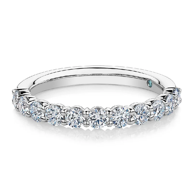 Women’s diamond rings-Premium Lab-Grown Diamond, 0.90 carat TW round brilliant wedding or eternity band in platinum